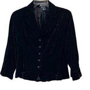Per Se Women's Black Velvet Blazer Jacket Size 8 Formal Long Sleeve